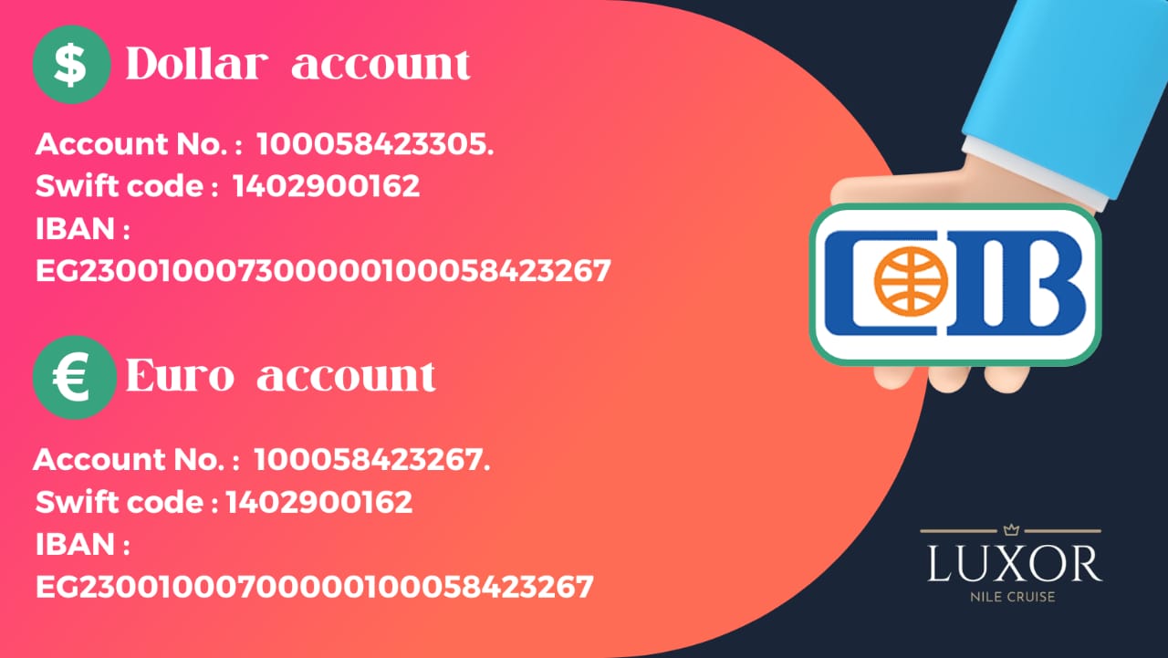 Original company payment information image showing USD and EUR bank accounts