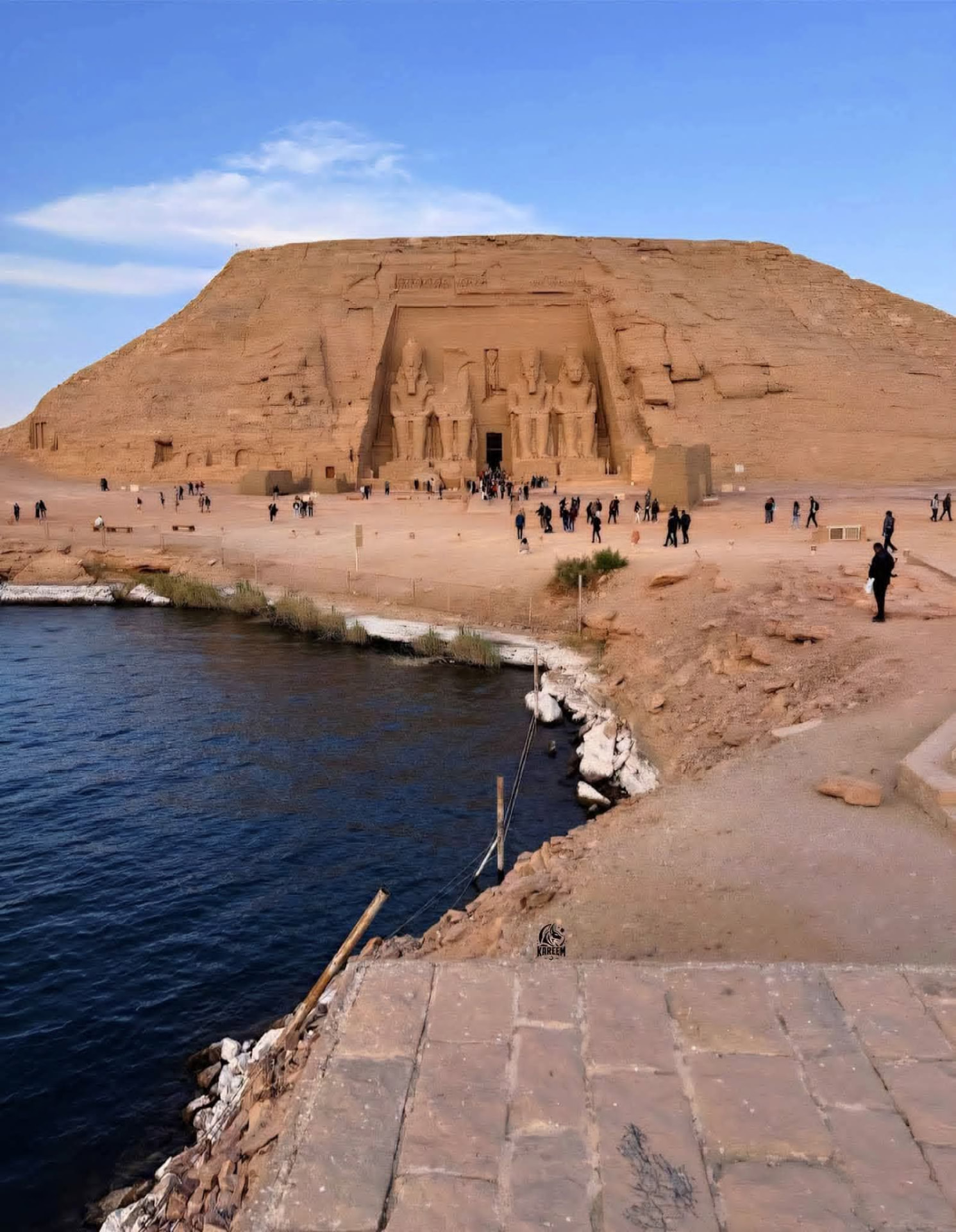 Abu Simbel's rock-cut temple beside the waters of Lake Nasser