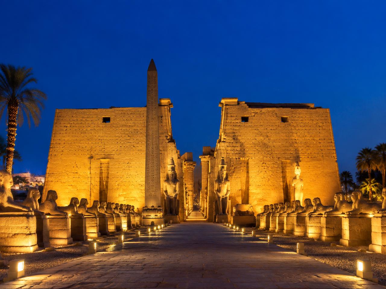 Luxor Temple illuminated at night